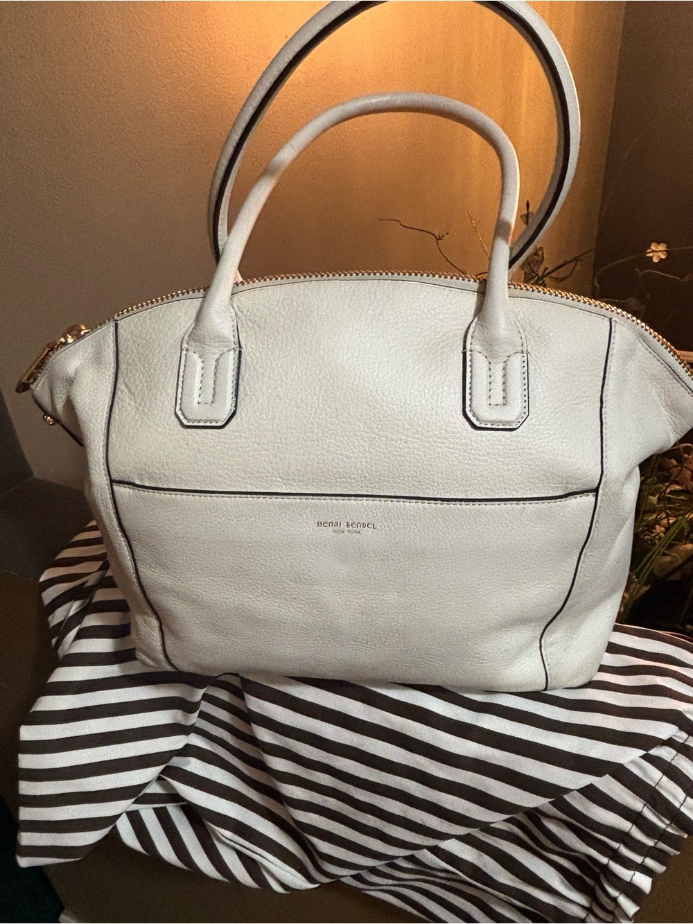 Henri Bendel cream leather bag